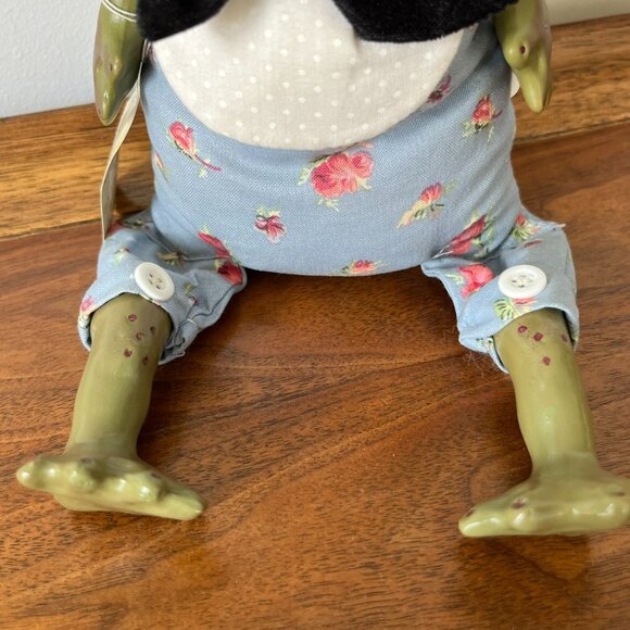 Vintage Department 56 Shelf Sitter Frog Doll by Marylisa Chesnutt Fabric Ceramic - Picture 9 of 14